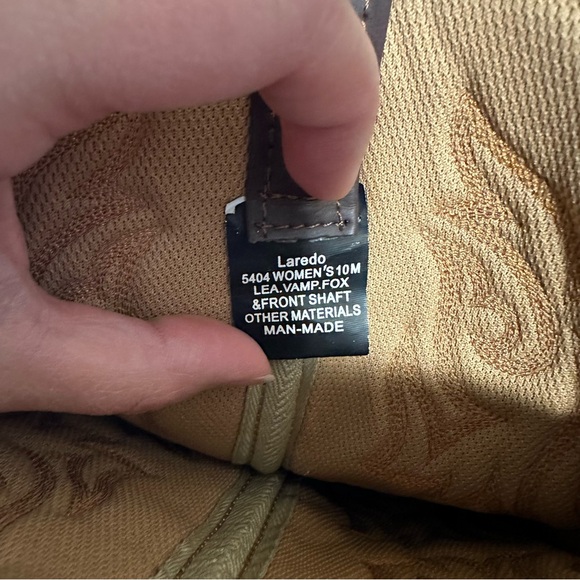 Laredo Women's Western Leather Cowboy Boots Brown Size 10 M Beautiful Pattern - Picture 10 of 16